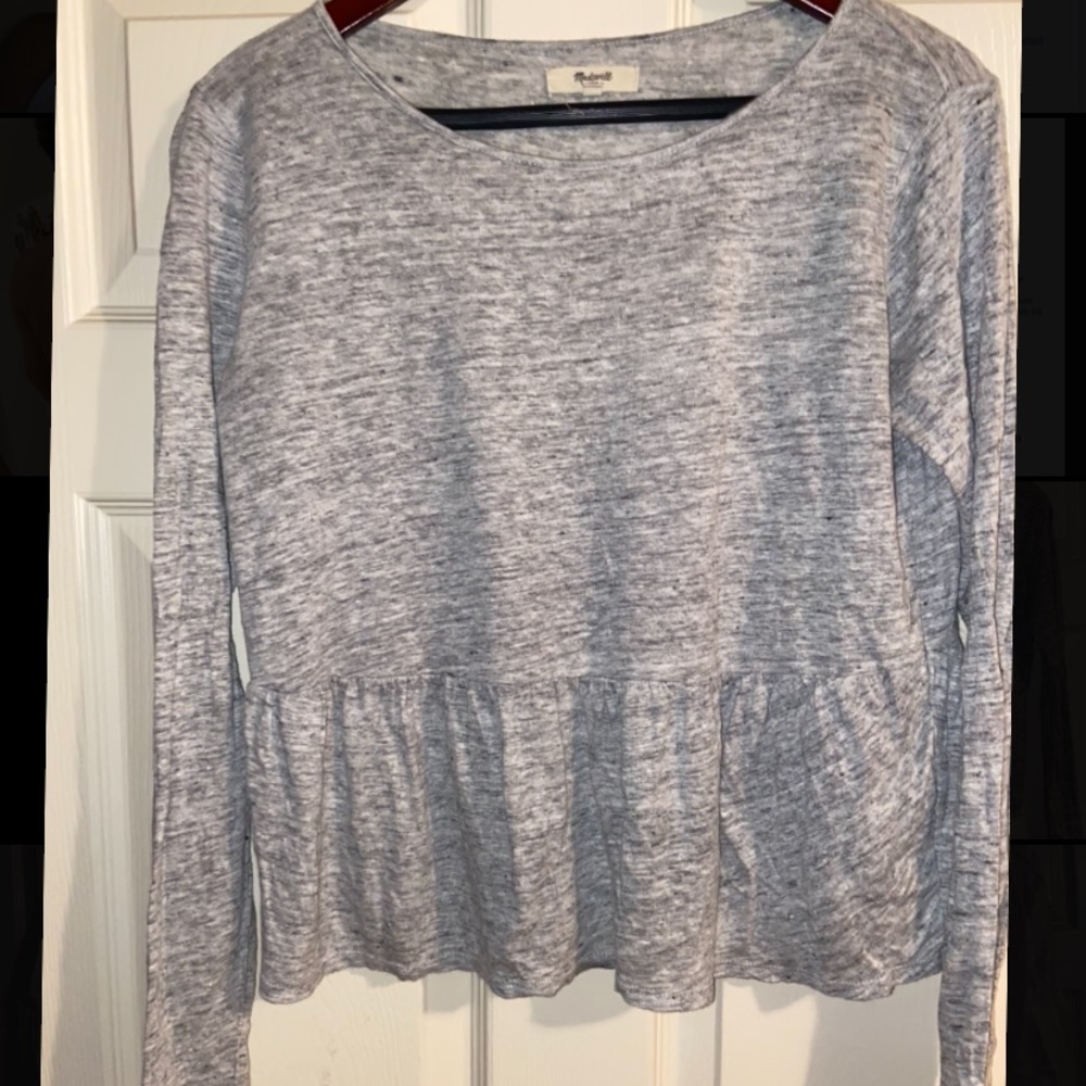 Madewell linen peplum long sleeve